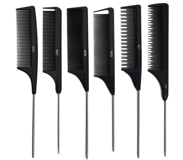 Profissional resistente ao calor salão de beleza preto metal pino cauda antiestático pente corte escovas cabelo cuidados com o cabelo j27129756490