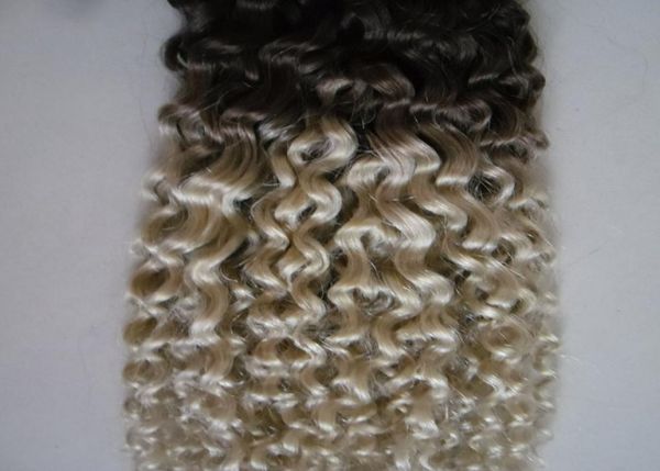 Cabelo encaracolado tecer cabelo humano 100g ombre cabelo virgem 1b613 dois tons ombre extensões de cabelo humano dupla trama2356206