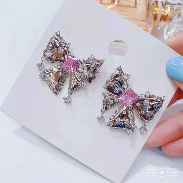 Baumelnde Ohrringe EYER Luxus Schmetterling Kubischer Zirkon Aussage Geometrisch Für Frauen Hochzeit Braut Temperament Rosa Schmuck