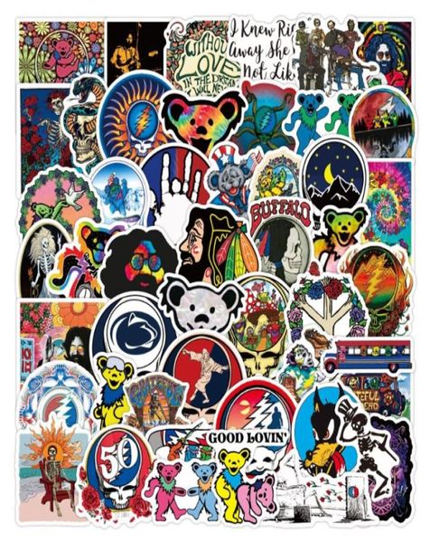 50pcs Rock Band Grateful Dead Sticker Rock and Roll Graffiti Kinder Spielzeug Skateboardauto Motorradfahrradaufkleber Aufkleber Abziehbilder Whole6336194