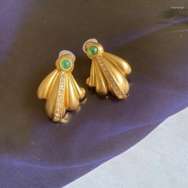 Серьги-гвоздики, винтажные матовые латунные золотистые серьги с изображением морских животных, осьминога, симметричные зажимы для ушей без отверстий