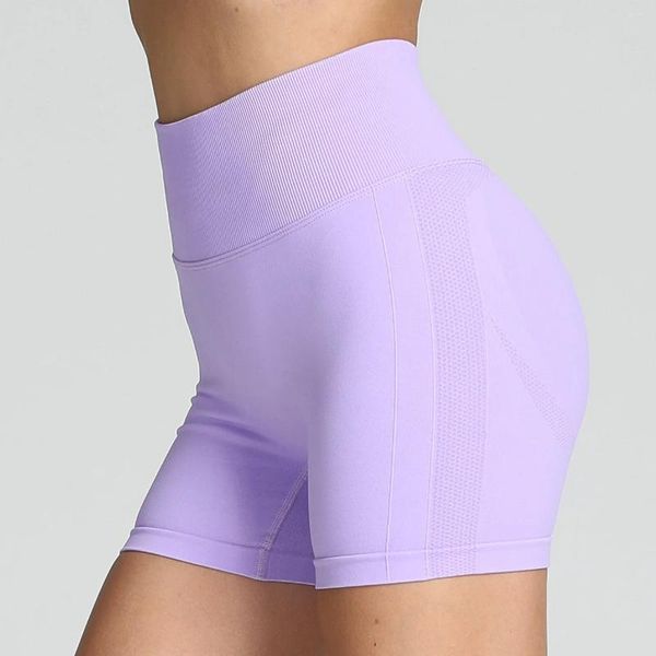 Shorts ativos cor sólida cintura alta yoga sem costura leggings macio feminino ginásio atlético esporte apertado compressão curta fitness