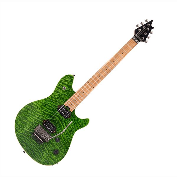 Гитара Standard QM Trans Green Van Halen со стеганым кленом Floyd Rose