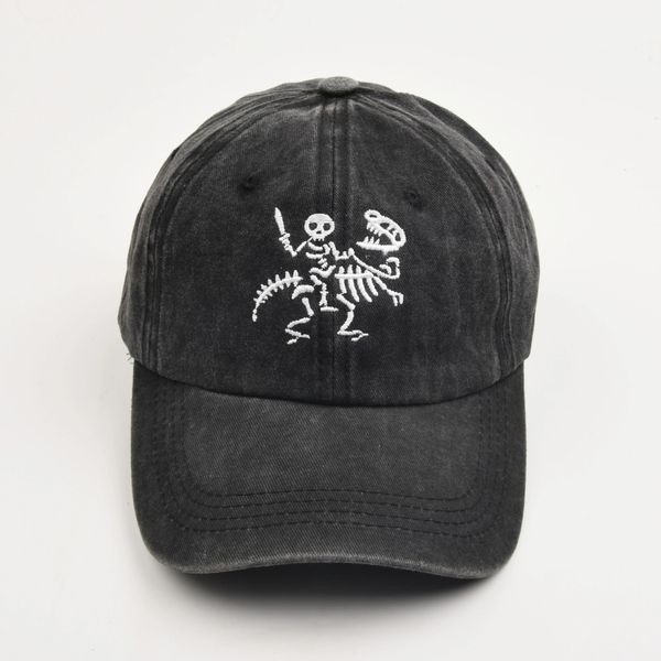 Skelett Ritter und Drache Stickerei Baumwolle Baseball Caps für Männer Frauen Hüte Vintage Baumwolle Hip Hop Papa Hut Trucker Hut 231229