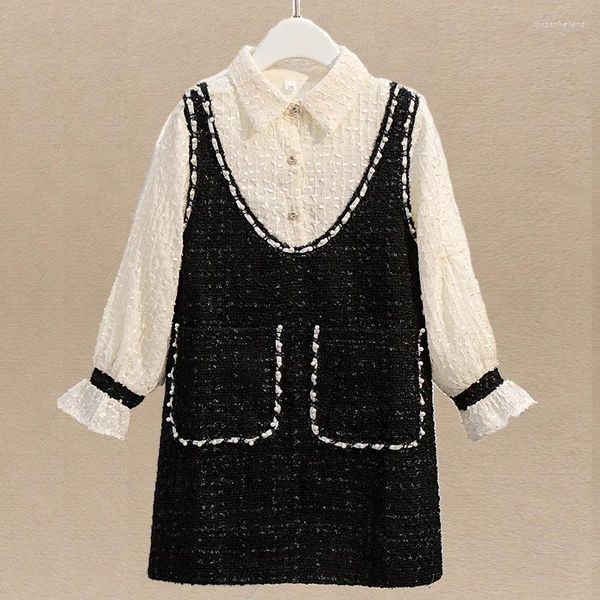 Abiti per ragazze Uniforme scolastica per bambini Preppy per ragazze Vestiti Patchwork Abiti scozzesi Adolescenti Autunno Primavera Costumi per bambini 4-12