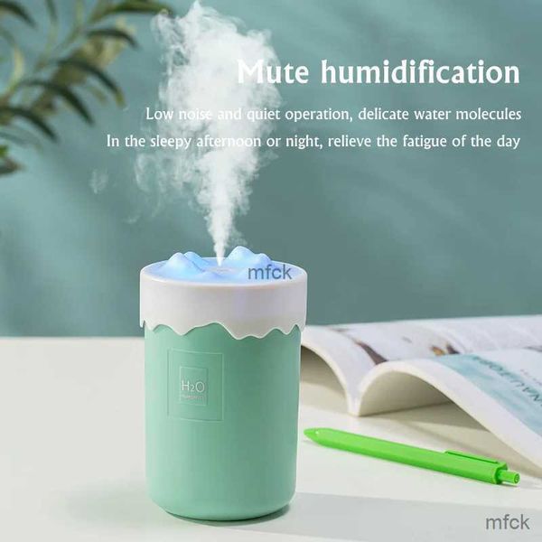 Luftbefeuchter, 450 ml, Schneeberg-Luftbefeuchter, Aroma-Diffusor für Auto, Zuhause, Schlafzimmer, leiser Nebelhersteller, bunte Lichter, USB-Mini-Luftbefeuchter