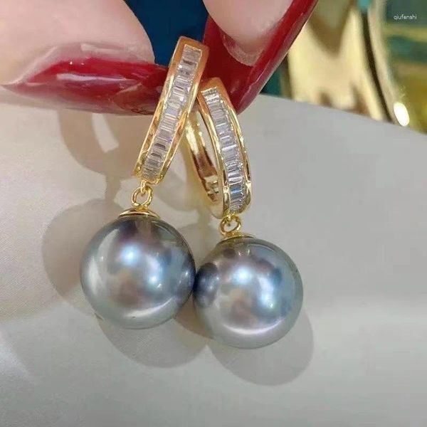 Dangle Earrings Stunning Huge 16mm South Sea Gray Shell Pearl Earring 925 Sterling Silver For Women