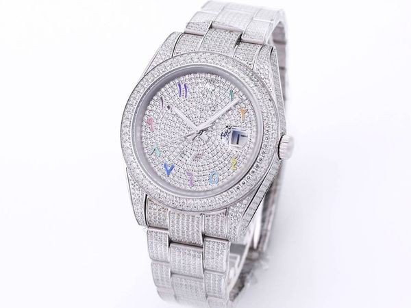 Orologio meccanico automatico da uomo Mosang Diamond Gold Watches Movimento Catena di precisione intarsiata a mano Acciaio di precisione da 41 mm Vetro zaffiro Orologi di design digitali