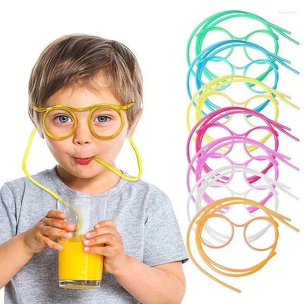 Montature per occhiali da sole 1 pezzo Ragazzi Ragazze Adolescenti Divertenti Flessibili Occhiali con cannuccia Accessori decorativi per forniture per feste di compleanno Bomboniere Gioco