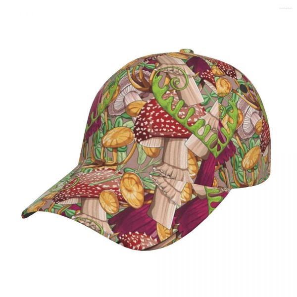 Bonés de bola cogumelos e folhas boné de beisebol brilhante mulheres homens snapback estilo clássico chapéu