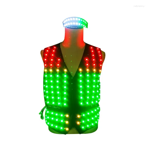 Sahne Giyim LED Işık Yelek Kostümleri Erkekler için Aydınlık Dans Kadınlar