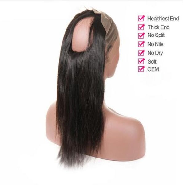 360 Frontale Del Merletto Pre Pizzicato Con I Capelli Del Bambino Lisci Capelli Remy Peruviani Chiusure Dei Capelli Umani Per Le Donne Nere4692560