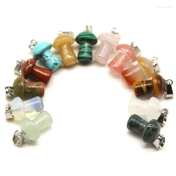 Anhänger Halsketten 50 Stück Verkauf begrenzt Mini Pilzform Stein Ornamente Chakra Perlen schmücken Edelstein Kristall Charms Schmuckherstellung Fengshui