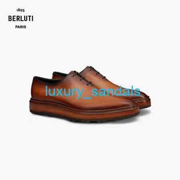 BERLUTI Мужские модельные туфли Кожаные оксфорды Berluti Alessandro Alto Кожаные оксфорды Официальная кожаная обувь Кожаная обувь Мужская карамельно-коричневая 055 HBBJ