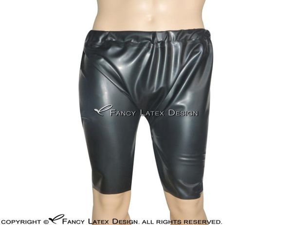 Schwarze sexy Latex-Boxershorts mit langem Bein und Gummiband, Gummihose, Höschenunterteil 00858720777