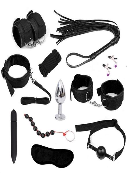 Giocattoli sessuali per coppie Accessori esotici Nylon BDSM Bondage sessuale Set Lingerie sexy Mano s Frusta Corda Vibratore anale Prodotti del sesso Y19128118018