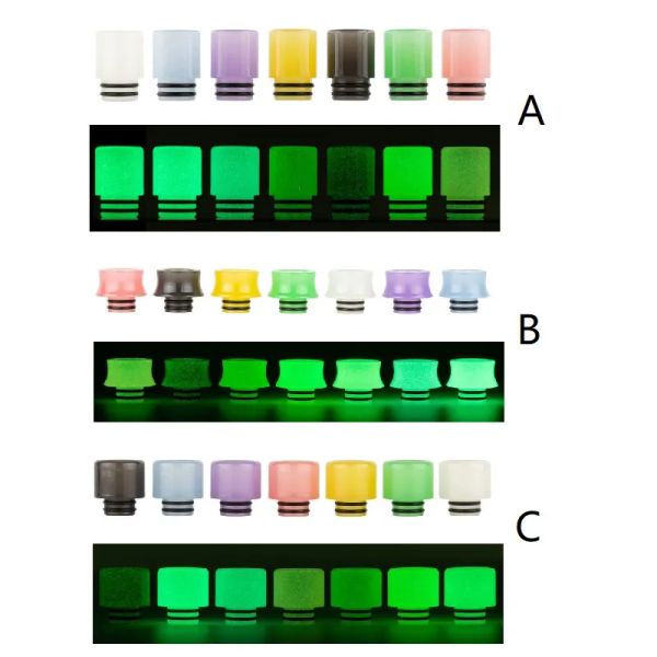 510 Tropfspitze, leuchtendes Harz, breite Bohrung, Mundstück, 3 Typen, passend für 510-Gewinde-Zerstäuber, Tank, E-Zigarette