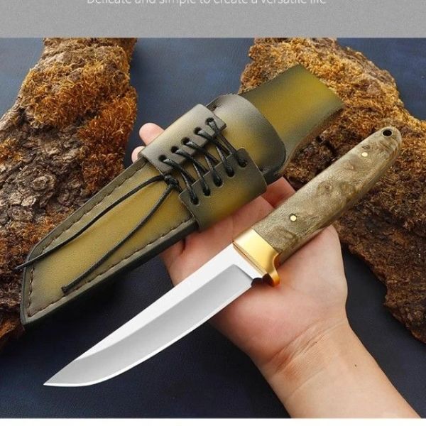 D2 Stahlklinge Schattenholzgriff Taktisches Messer Outdoor Survival Jagdmesser Japaness Stil Tanto Selbstverteidigung Camping Werkzeuge