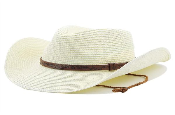 Cappello da sole bohemien per donna Cappello da spiaggia pieghevole Cappello estivo da donna in paglia di carta Cappello da viaggio Panama bianco Cappello da cowboy con protezione UV4918468