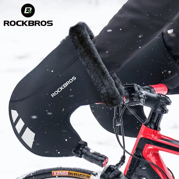 ROCKBROS Зимние велосипедные перчатки Термальные варежки для горной дороги Велосипедные перчатки SBR Чехол на руль Теплый велосипедный мотоцикл240102