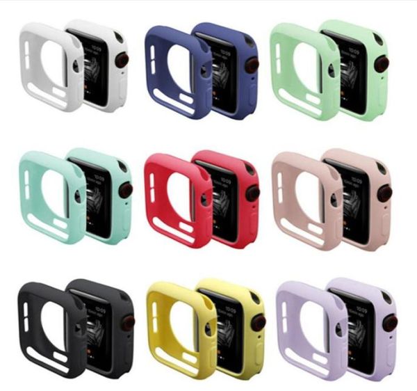 Apple Watch için TPU Case Band Silikon Kapak Iwatch Serisi 4 3 2 1 Tam Koruma Renkli Kılıflar 42mm 38mm 40mm 44mm9860648