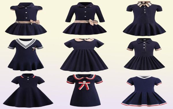 Bebê meninas vestidos para crianças marca xadrez algodão designer roupas boutique festa inteira roupas casuais dress20225157301