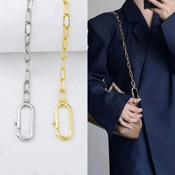 Аксессуары для сумок, металлический плечевой ремень золотого цвета, сетчатая цепочка с двойным зажимом, женская сумка под мышками, цепочка через плечо