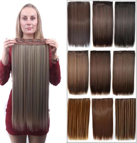 24quot multicolorido cinco clipes em pedaços de cabelo liso liso resistente ao calor extensões de cabelo sintético9617336