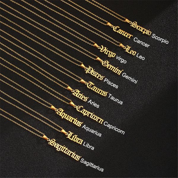 Skorpion 12 Sternzeichen Buchstabe Konstellation Anhänger Halskette Goldene Farbe 14k Gelbgold Halskette Für Frauen Männer Schmuck