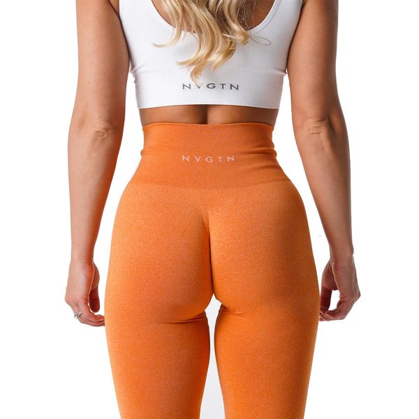 NVGTN Leggings senza cuciture maculati arancione bruciato per le donne Pantaloni da yoga a vita alta Collant elastici per il sollevamento del sedere 240102