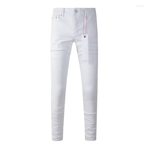 Jeans masculinos 2024 marca de moda magro ajuste elástico magro sólido branco denim calças streetwear