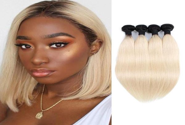 1B 613 Ombre Blonde Gerade Menschenhaar Bundles Peruanisches Malaysisches Indisches Reines Haar 3 oder 4 Bundles 1028 Zoll Remy Menschenhaar Ex4952695