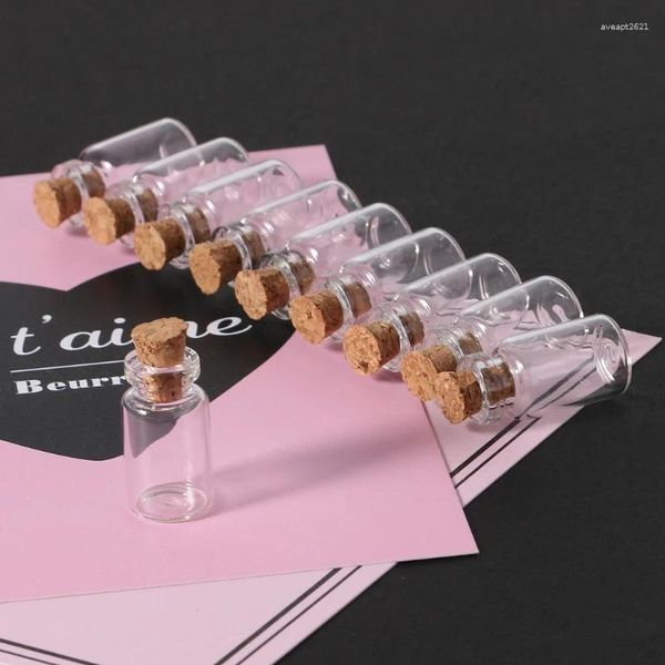 Bottiglie 10 pz/set 1 ml Mini Piccolo Vetro Con Tappo In Sughero Trasparente Piccole Fiale Barattoli Contenitori Messaggio Matrimoni Desideri Gioielli Bomboniere