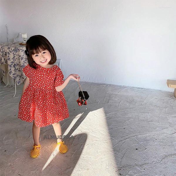 Mädchen Kleider Mädchen Blumenkleid 2024 Sommer 1-3 Kinderrock Baby Kurzarm Rückenfrei Koreanischer Stil Prinzessin Rundhalsausschnitt