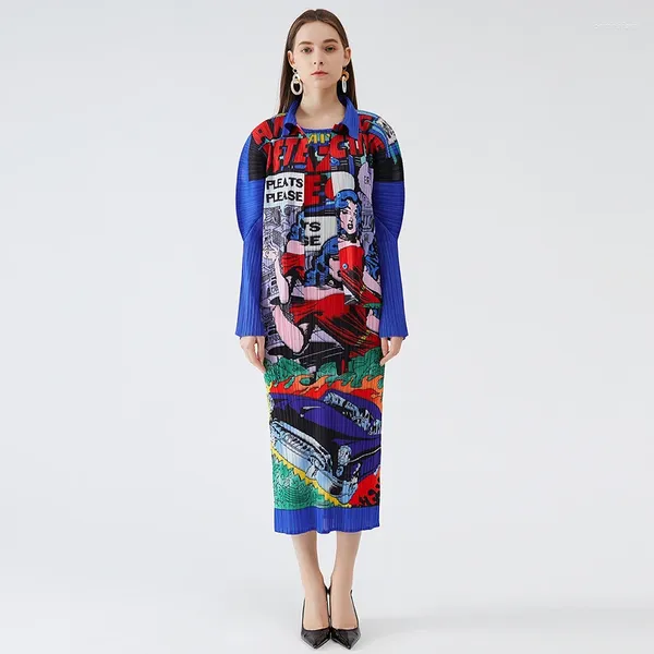 Lässige Kleider Miyake Plissee Kleid für Frauen 2024 Sommer Graffiti Print Tank Top Mode Jacke Mittellange WomenTankTopY2K