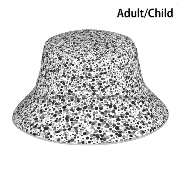 Berets Efs Black Confetti Bucket Hat Sun Cap Cinza Dobrável Pescador Ao Ar Livre