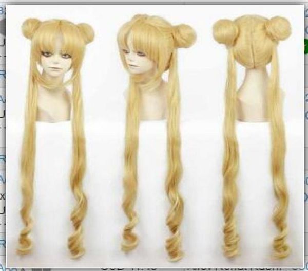 Mädchen Sailor Moon Cosplay Kostüme Perücke Tsukino Usagi und Prinzessin Serenity Locken tragen Haare hitzebeständiges Haar4581250