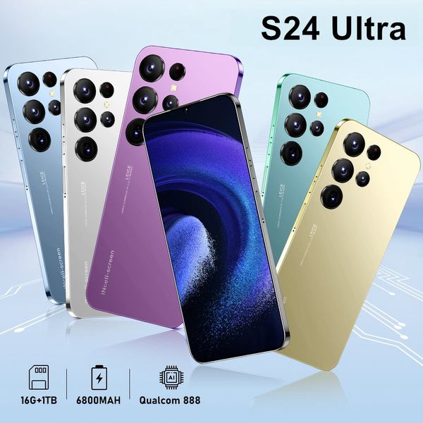 Оригинальные мобильные телефоны S24 Ultra Global, экран 6,8 HD, смартфон 5G, оригинальный сотовый телефон Celulares с двумя SIM-картами 16 ГБ + 1 ТБ, Android 13.0, разблокированный, 48 МП + 72 МП, 6800 мАч.