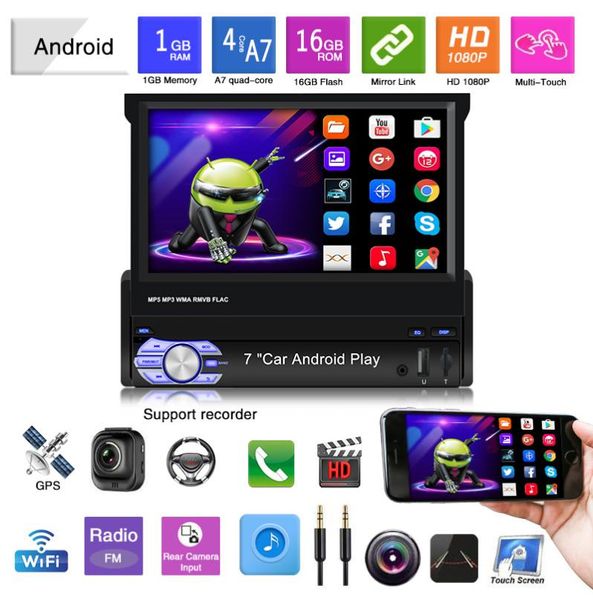 Navigatore GPS per auto con schermo telescopico da 7 pollici 1 Din Android 91 Radio Allinone Navigazione a grande schermo Palm Car Full Touch4766585