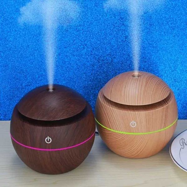 Luftbefeuchter, Holzmaserung, Vase, Luftbefeuchter, Diffusor, USB, Auto, Büro, Zuhause, buntes Nachtlicht, stille Befeuchtung