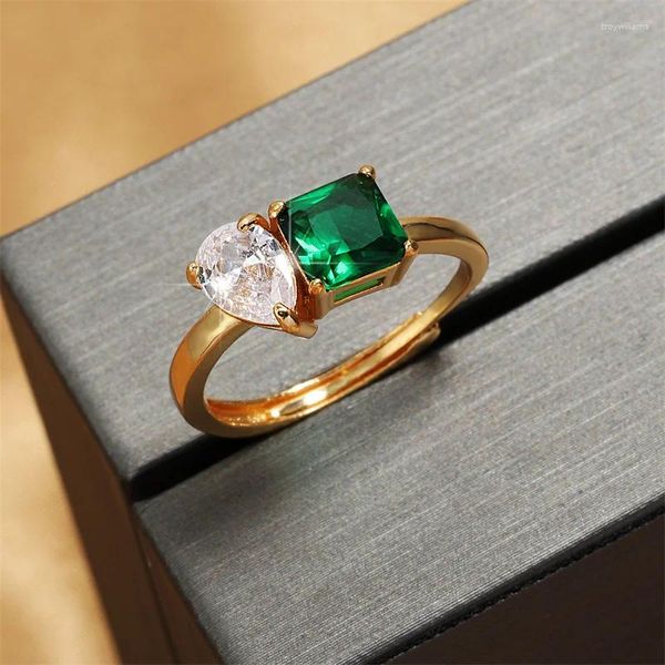 Cluster Ringe ULZ Französisch Retro Zirkon Für Frauen High-end-Mode Licht Luxus Nische Design Ring Hand Schmuck