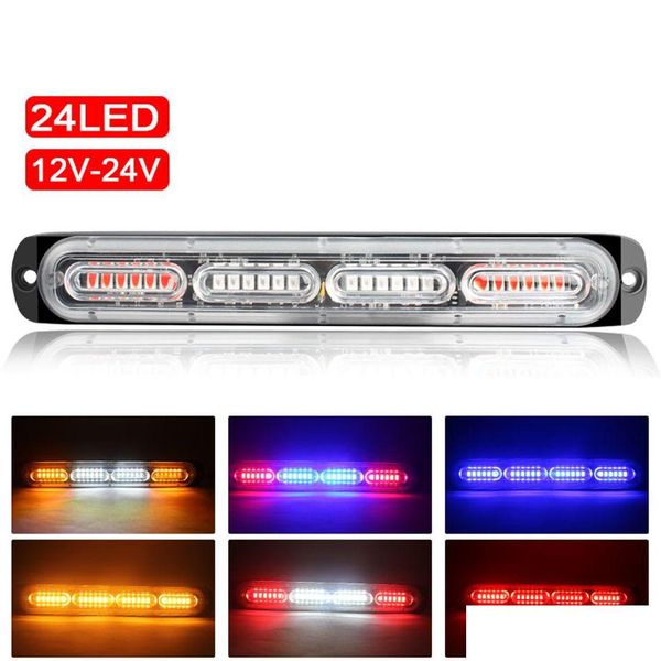 Luci di emergenza per auto 24 LED Faro di emergenza per camion per auto 12-24V Lampeggiante Indicatori laterali Barre Stroboscopiche Luci di avvertimento Drop Delivery Auto Dhtqj