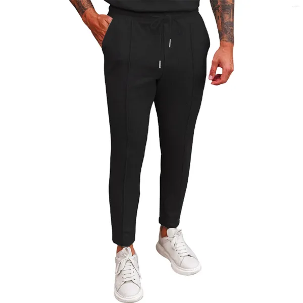 Pantaloni da uomo in velluto a coste Harem Harajuku tinta unita con coulisse doppia tasca pantaloni sportivi elasticizzati casual primaverili primaverili