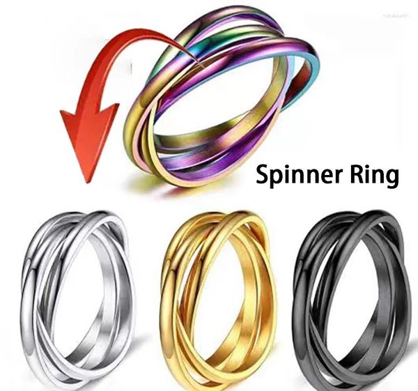 Кольца кластера из нержавеющей стали, Спиннер для женщин, вращающееся антистрессовое кольцо для беспокойства, винтажные ювелирные изделия, подарок Bague