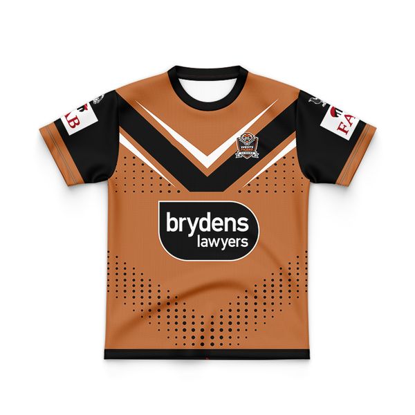 2024 Kinder Rugby-Trikot 24 Wests Tigers Trikot Jungen Mädchen Home Away Outdoor-Trikot Kinder-T-Shirts