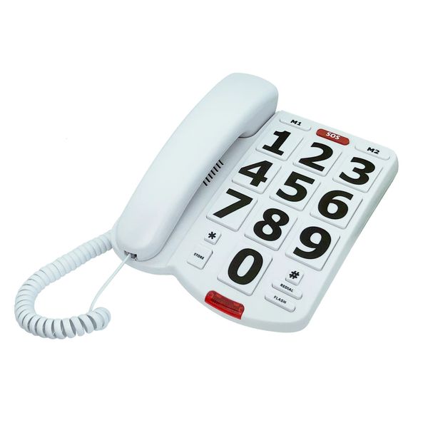 Telefone com botão grande para idosos, linha única com fio, fácil de ler, telefone fixo para pessoas com deficiência auditiva visual 240102