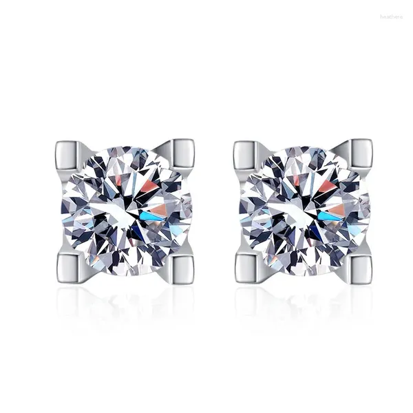 Orecchini a bottone in argento sterling 925 a 4 poli 0,5CT D colore VVS1 placcato platino diamante Moissanite per le donne gioielleria raffinata all'ingrosso