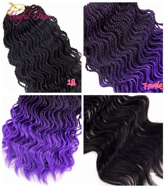 Primavera onda Preed Senegalês Crochet Tranças de cabelo 16 polegada meia onda kinky encaracolado extensões de cabelo sintético trança hair3647547