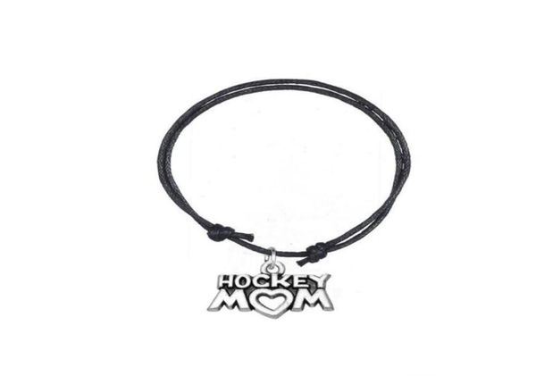 GX031 Accessori moda Bracciale congiunto Argento antico placcato Lettera Hockey Mamma Fascino Bracciale con cordoncino regolabile in cera per Pers7107585