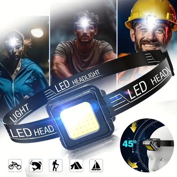 1-teilige Taschenlampe mit Kopfmontage, Typ-C-Lade-LED-Scheinwerfer-Flutlichter, Burst-Beleuchtung, leicht und tragbar, wasserdicht, Erkundung im Freien, Bergsteigen